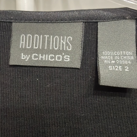 Chico’s Additions, size 2 (12/14). Black Long Sleeve Tee/ rhinestone buttons - Picture 4 of 6